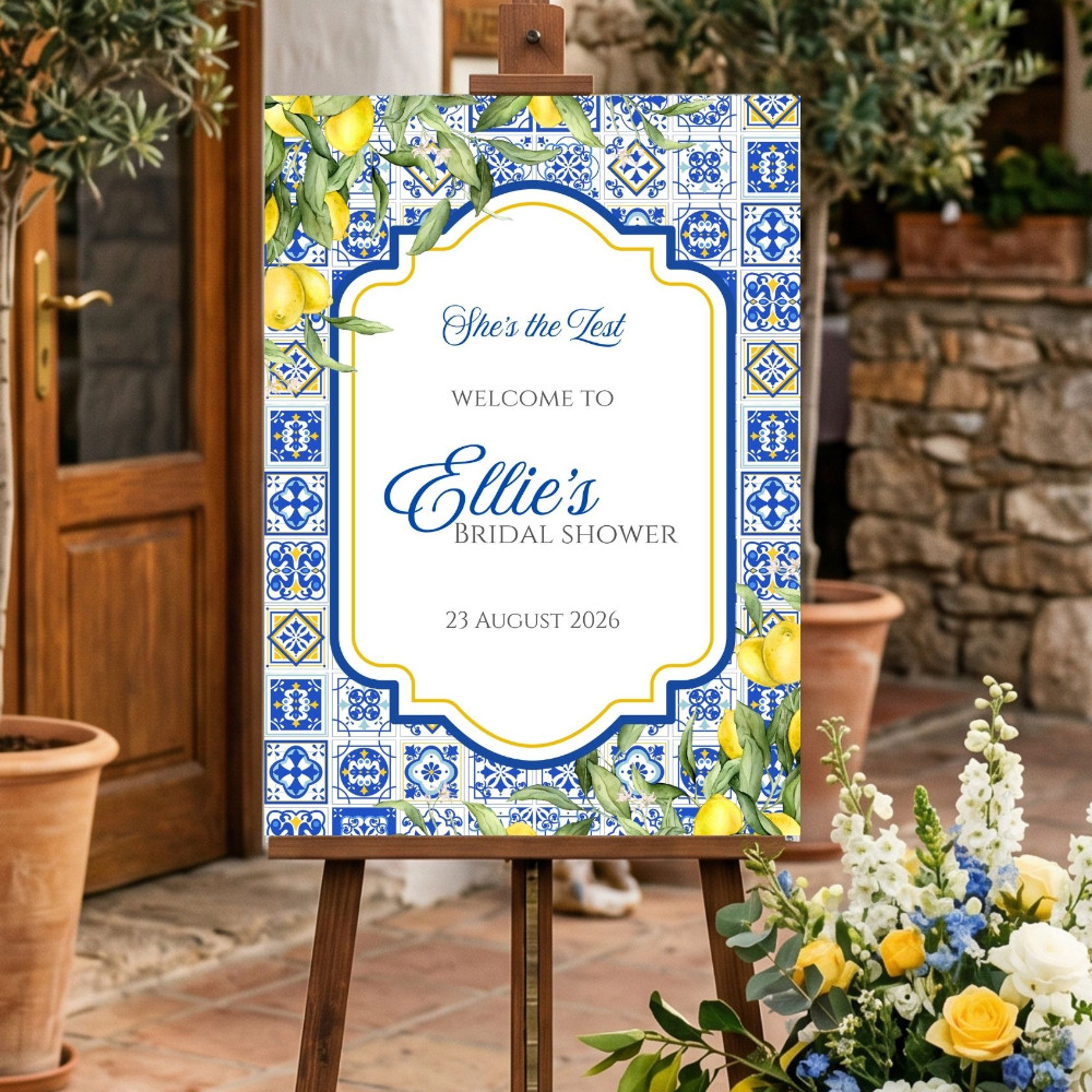 Amalfi Lemons & Blue Tiles Welcome Sign