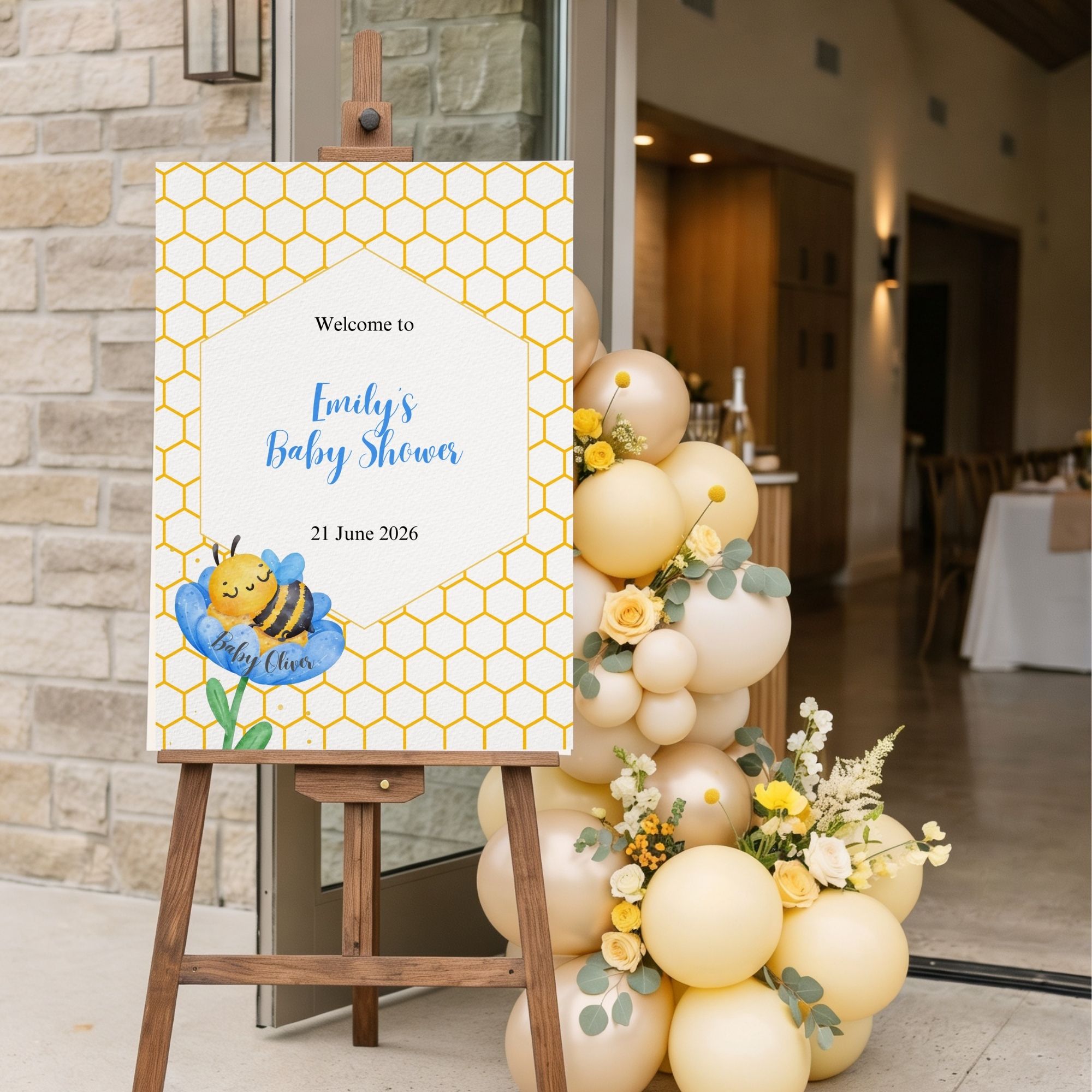 Mommy To Bee Welcome Sign Blue