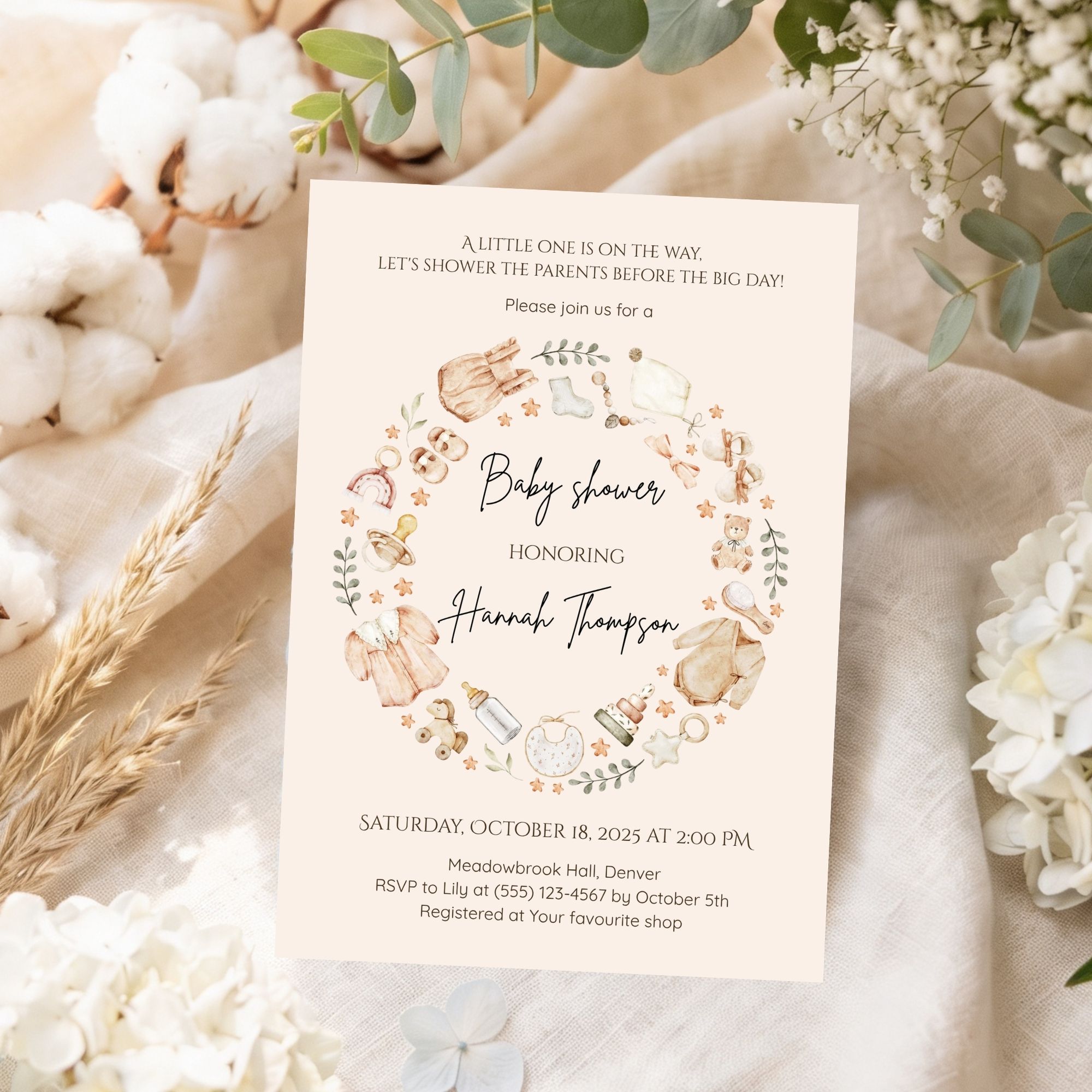 Neutral Baby Shower Invitation 1