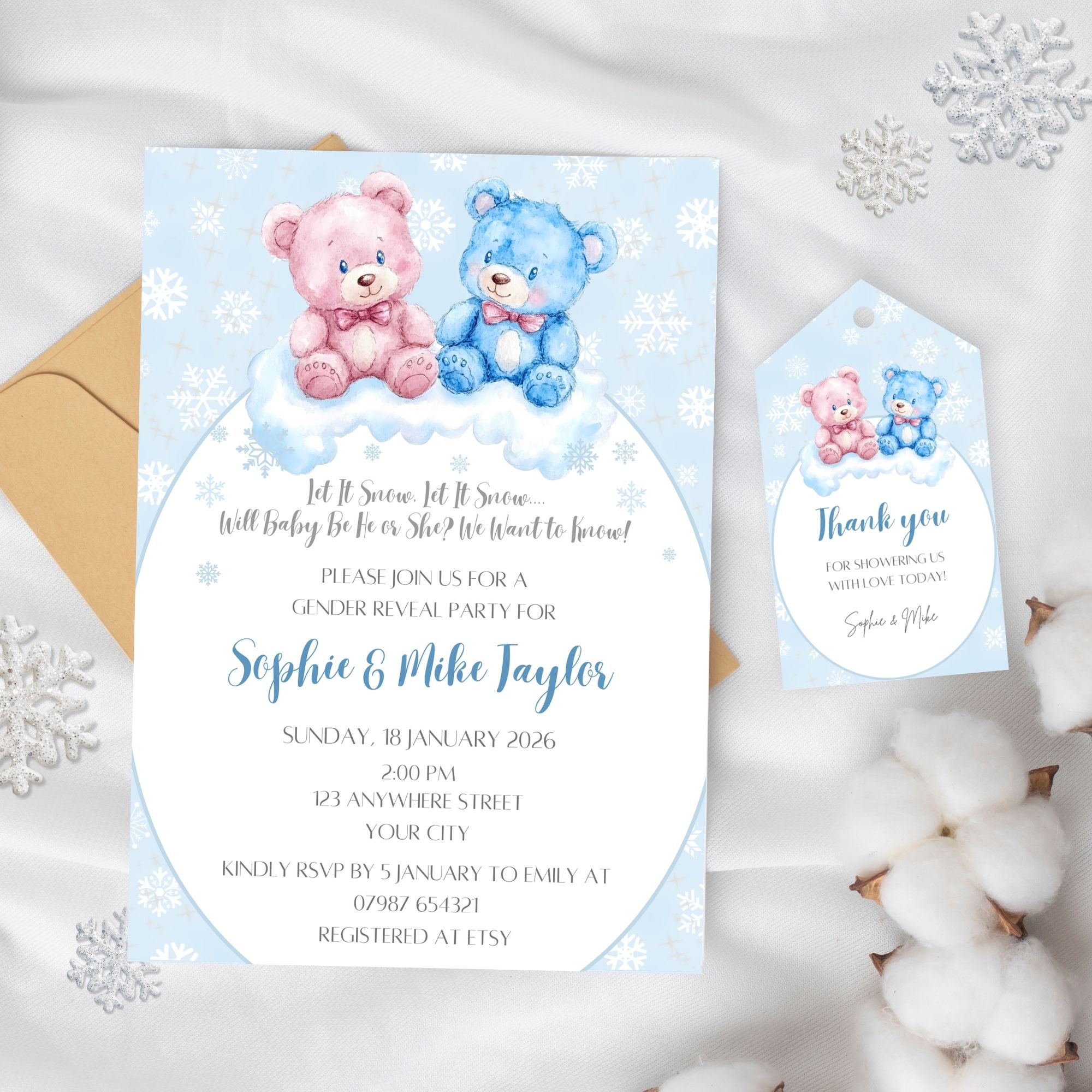 Boy Or Girl Snowflake Invitation