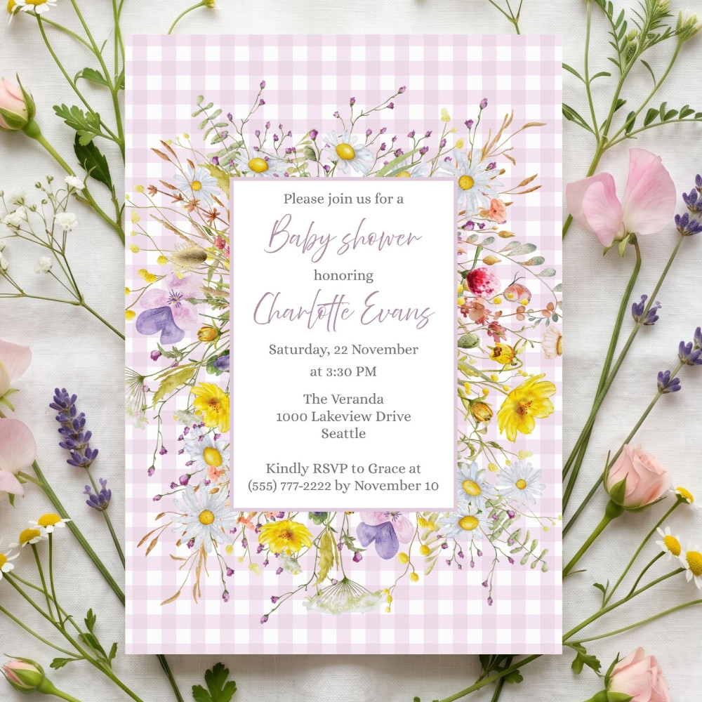 Wildflower Picnic Baby Shower Invitation