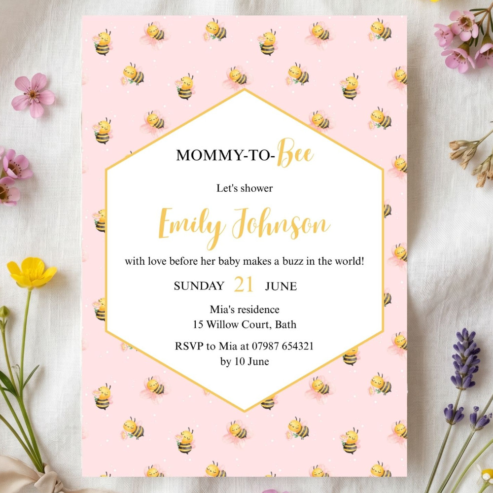 Bee Invitation Blush