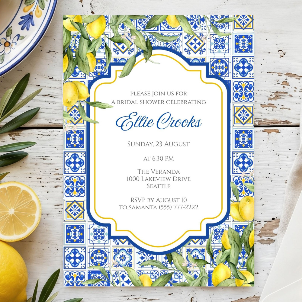 Amalfi Lemons & Blue Tiles Invitation