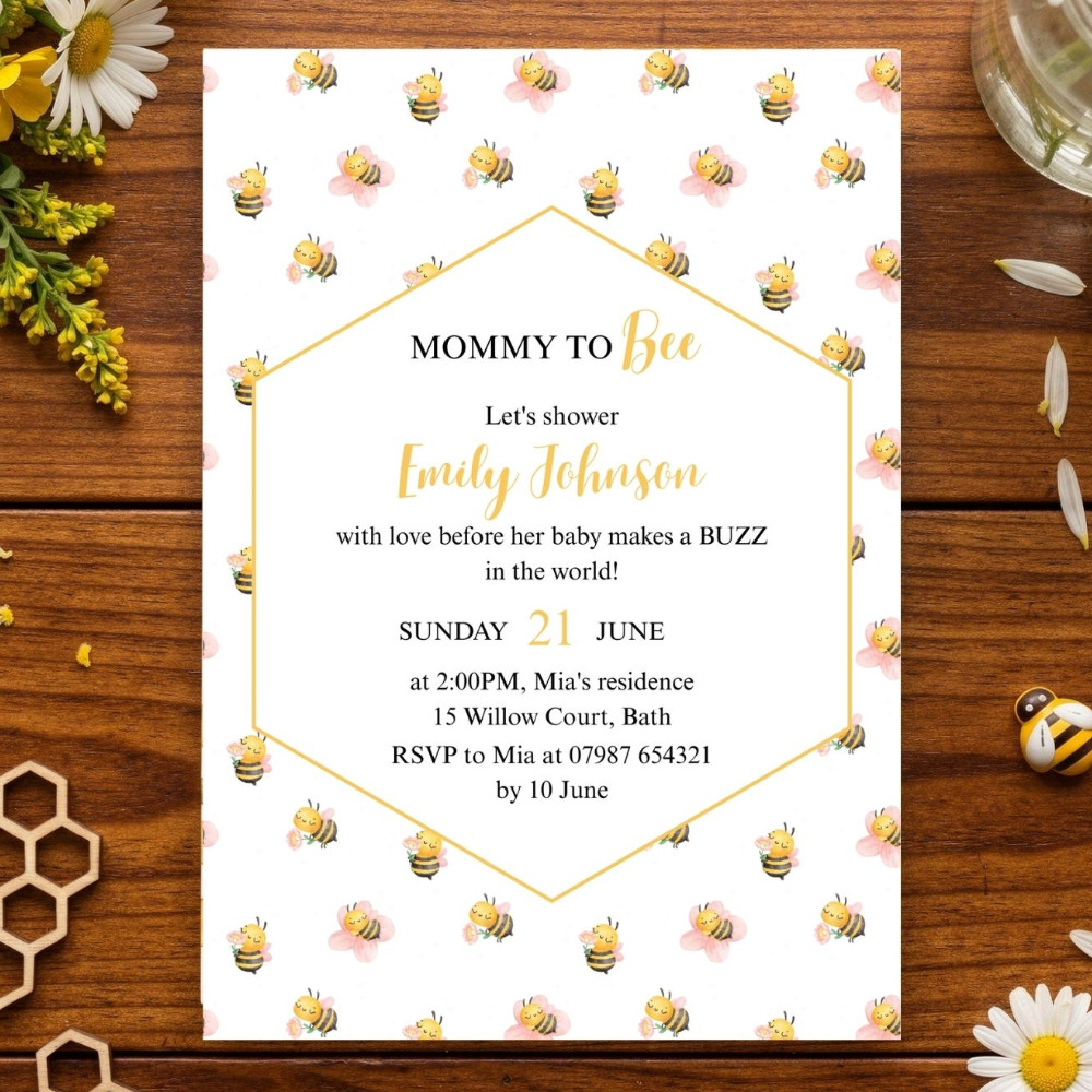 Bee Invitation White