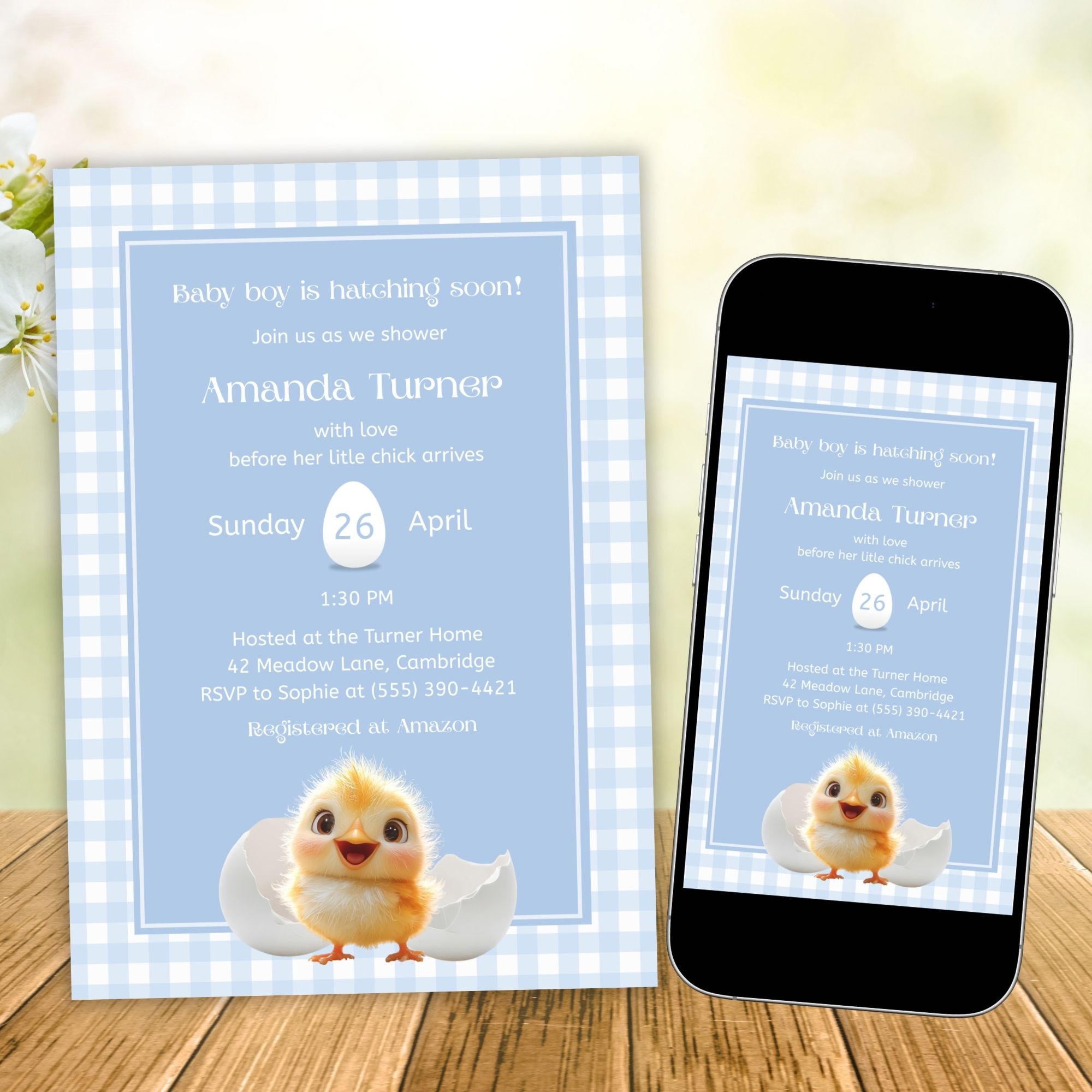 Little Chick Invitation Blue