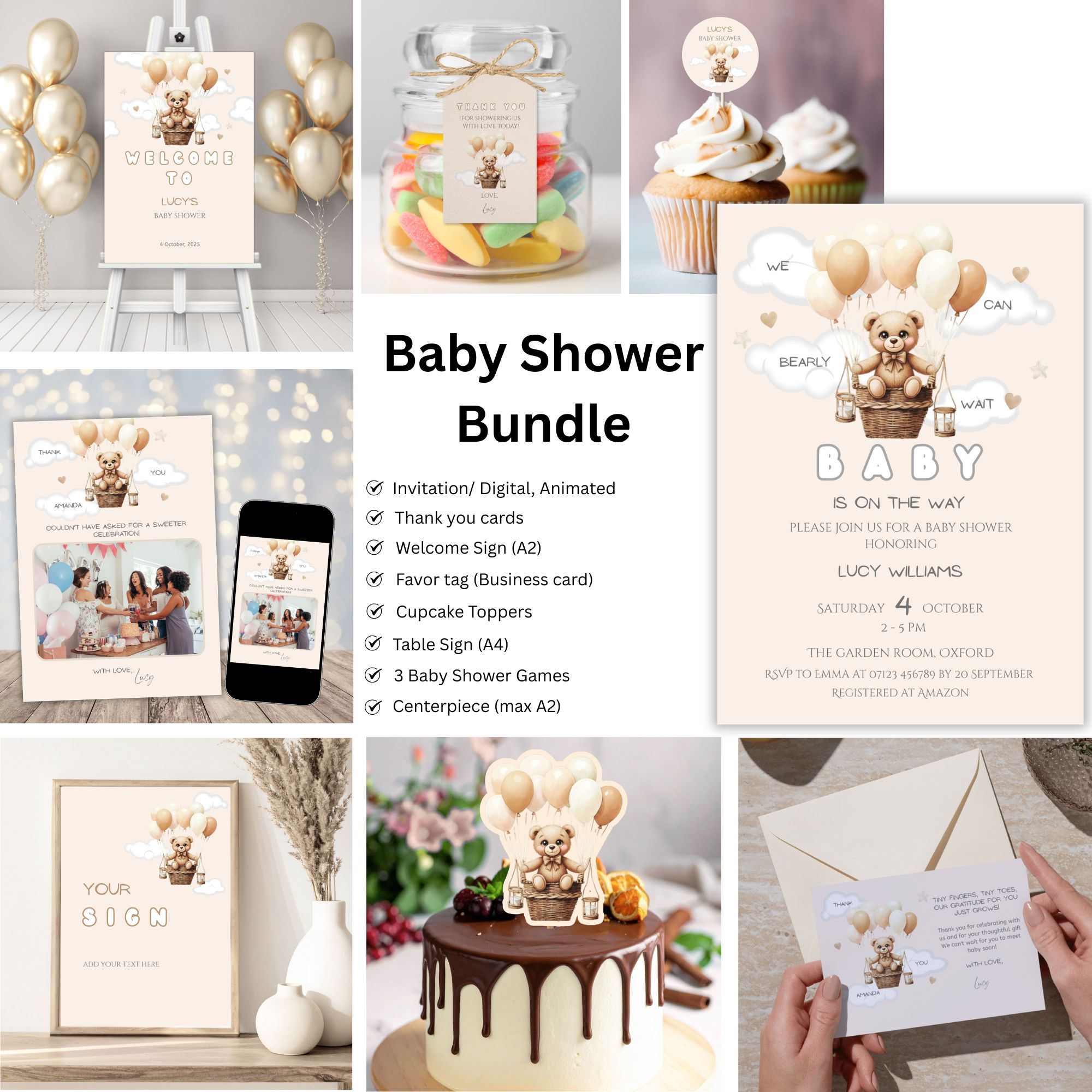 We Can Bearly Wait Baby Shower Bundle 5
