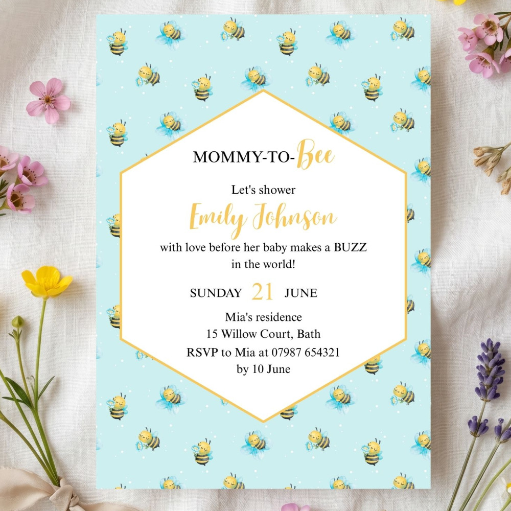 Bee Invitation Green
