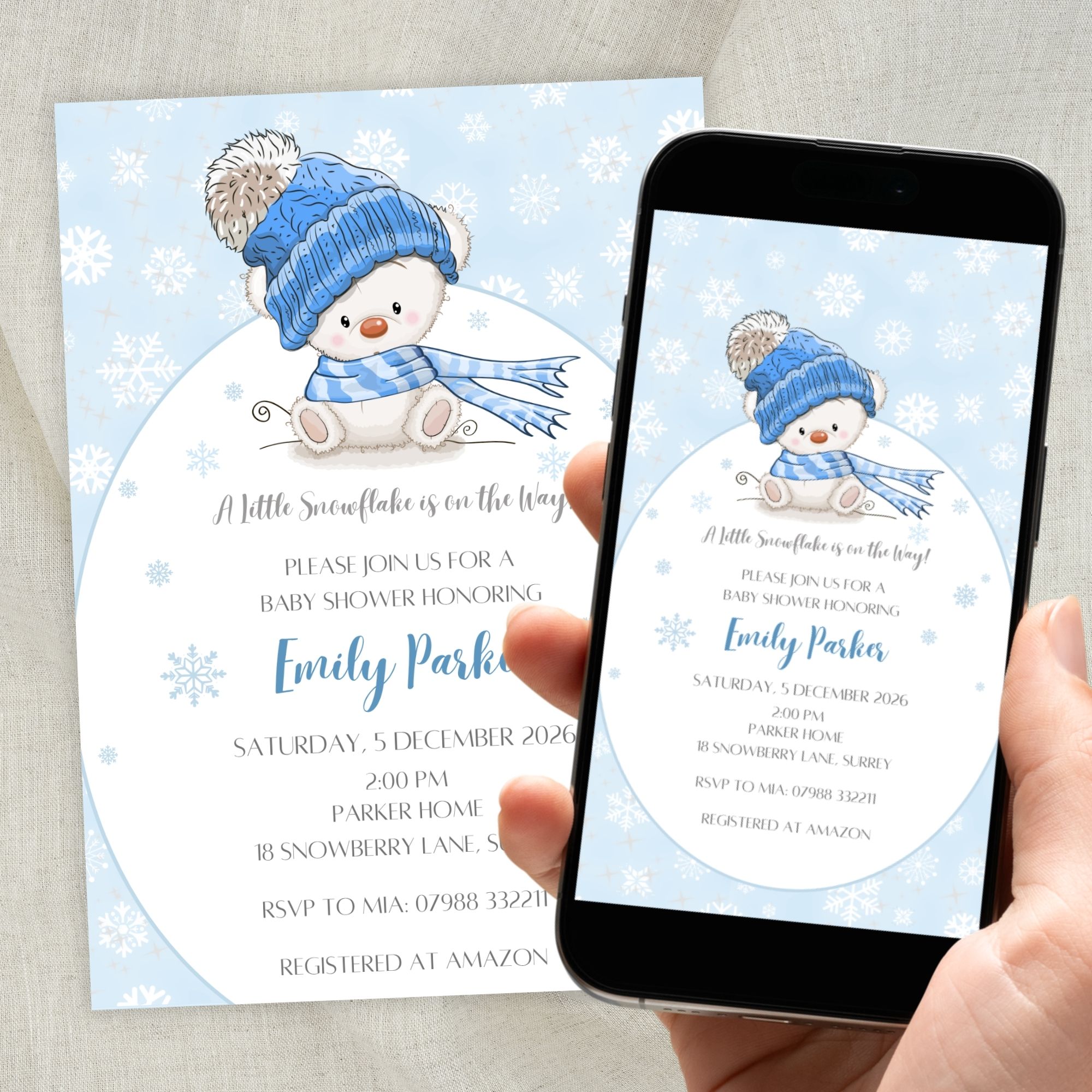 Little Snowflake Invitation Boy