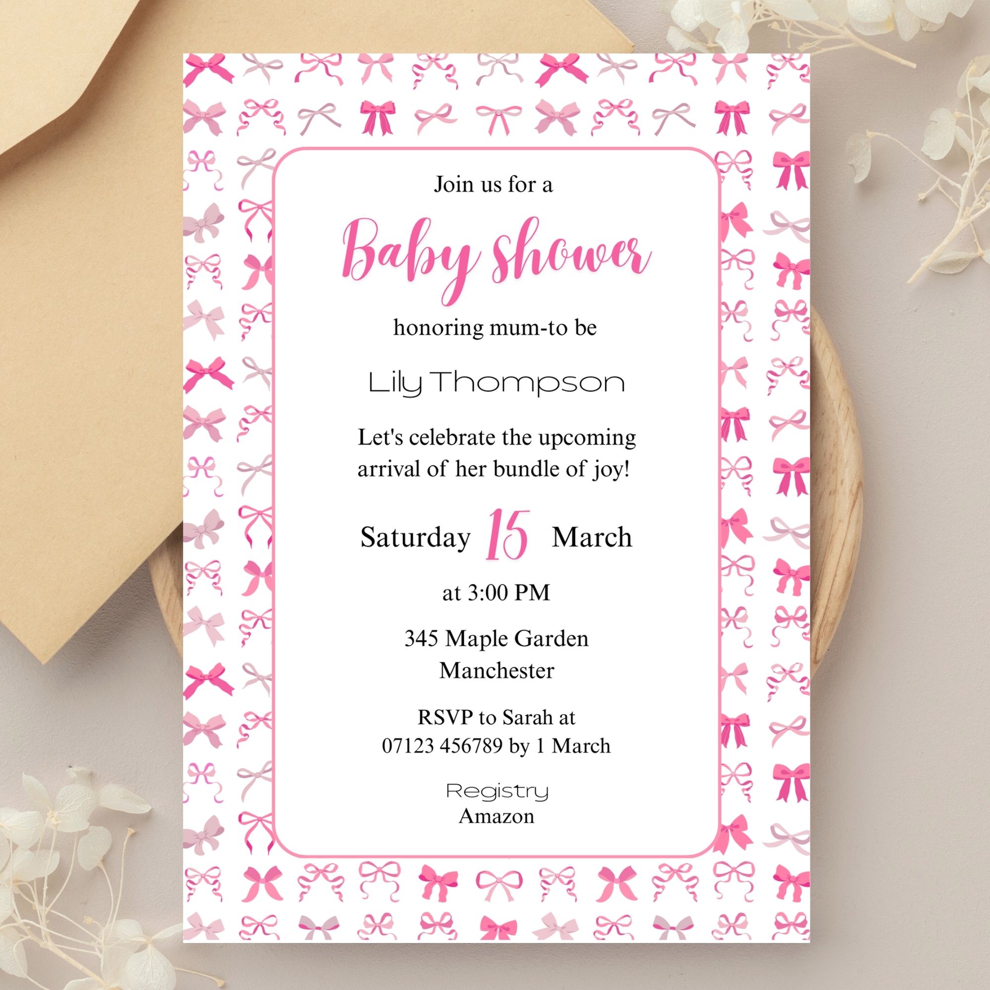 Little Pink Ribbons Invitation