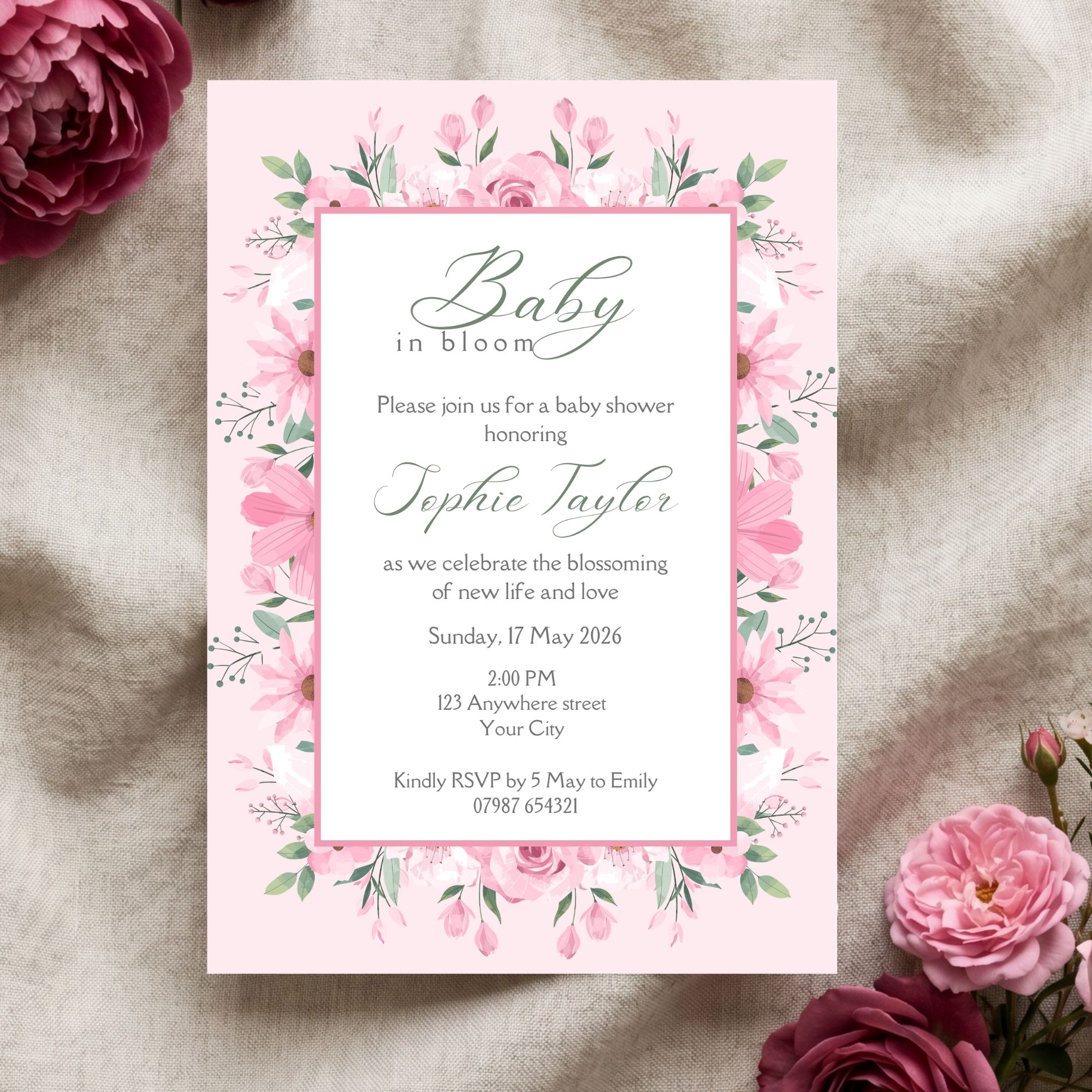 Baby In Bloom Baby Shower Invitation 36