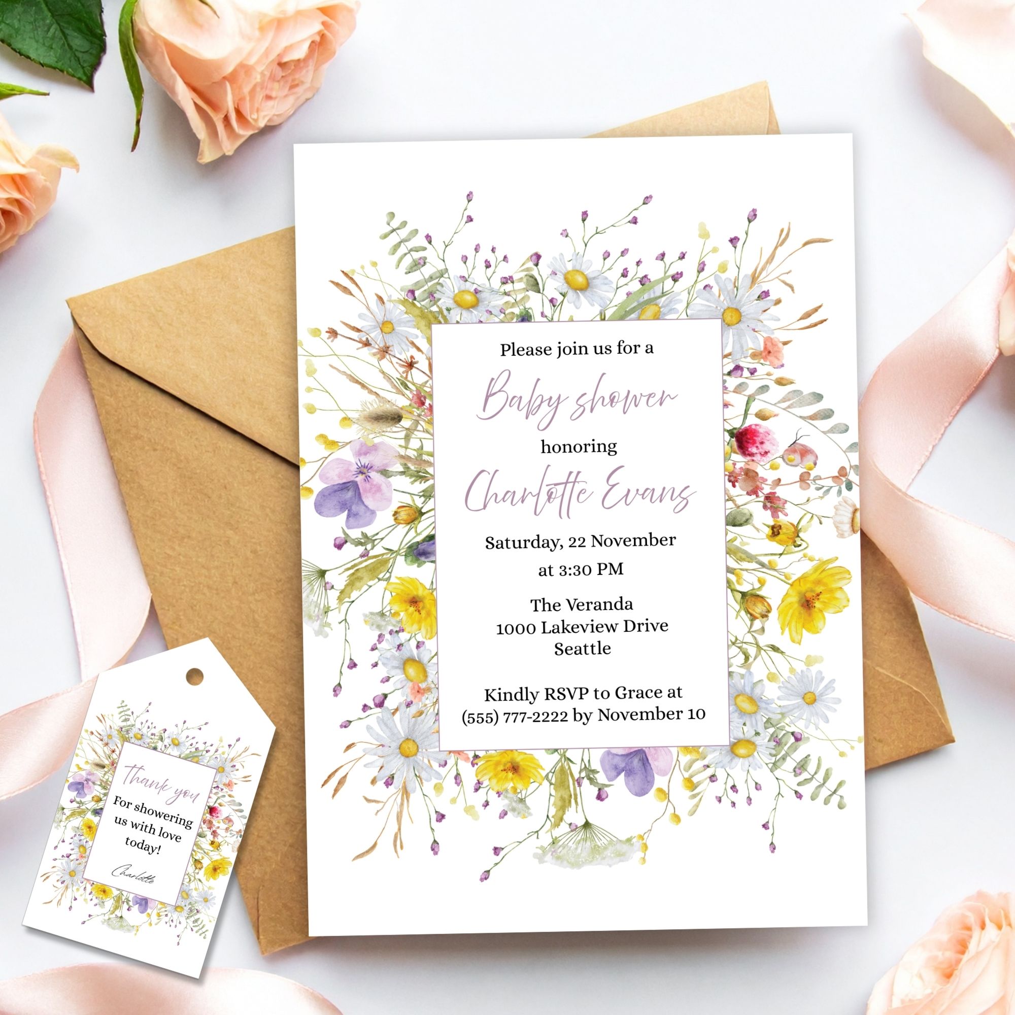 Baby in Bloom Baby Shower Invitation